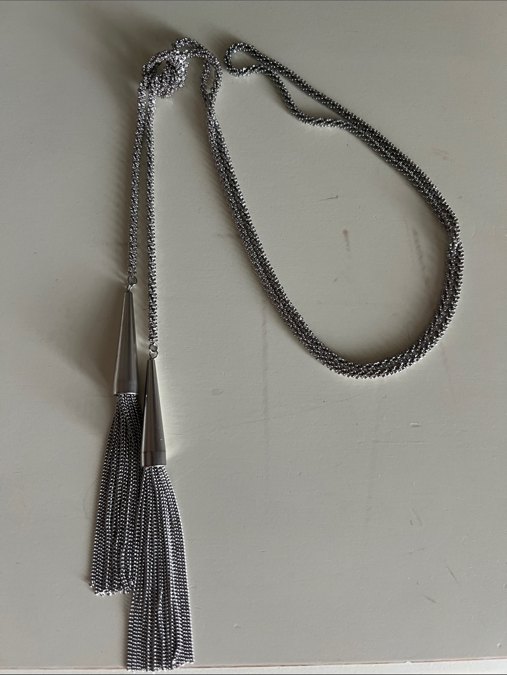 Kendra Scott Silver Double Tassel Lariat Necklace